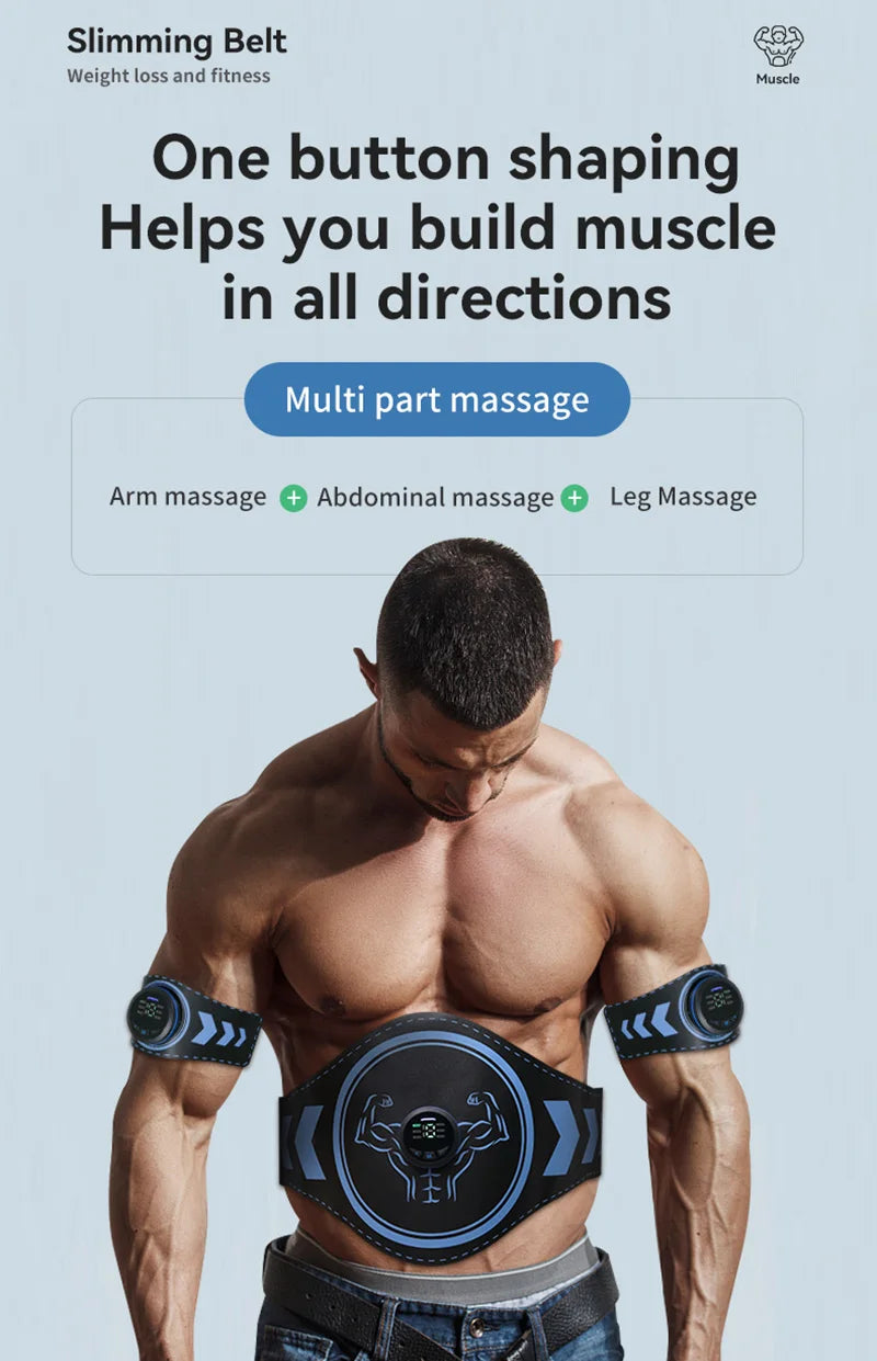EMS Electric Abdominal Trainer Slimming Belt ABS Muscle Stimulator Fitness Toner Body Shaping Workout Waist Arm Leg Loss Weight