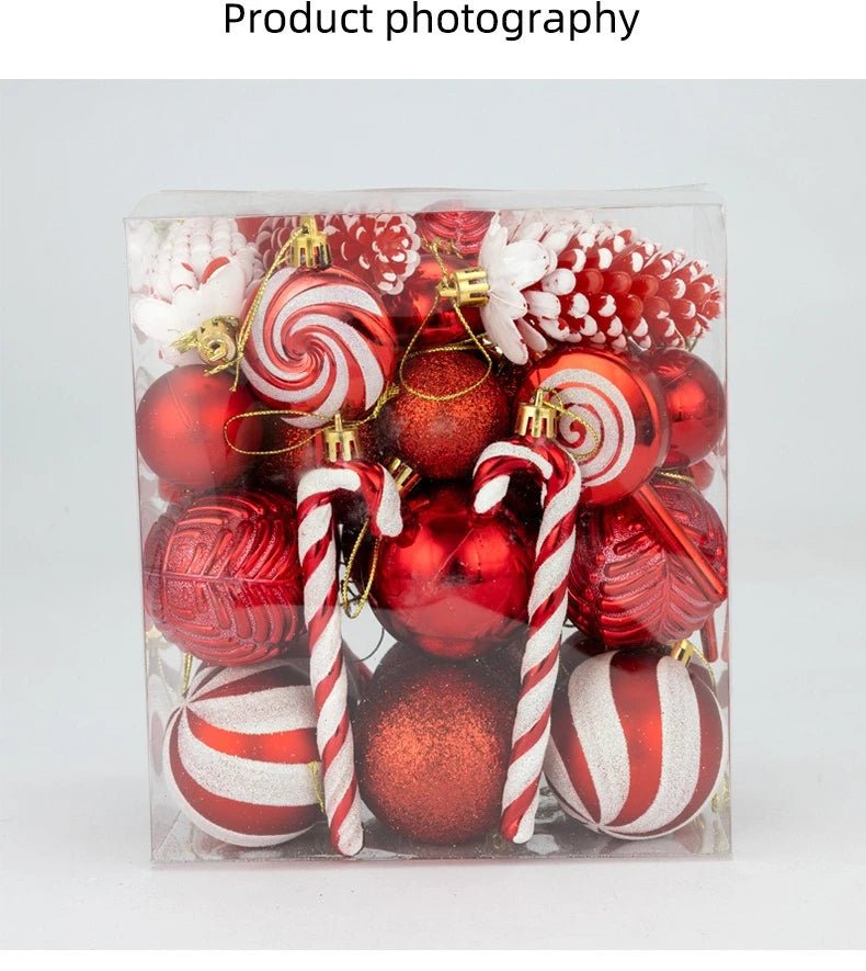 29/40/50pcs Silver Red Special-shaped Christmas Ball Ornaments Christmas Tree Party Decoration Christmas Spheres Pendant New