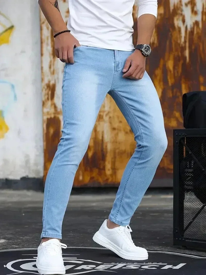 2025 - 2026 Spring New Mens Slim Fit Classic Skinny Jeans Casual Street Style Casual Mens Skinny Jeans Male Slim Fit Pencil Denim Blue - You Offer