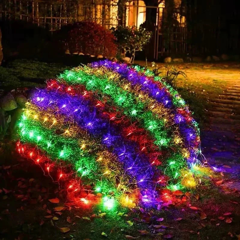 Room Decoration Curtain LED Net Mesh Fairy Lights String EU Plug 220V Christmas Wedding Garland for Bedroom Garden Wall outdoor