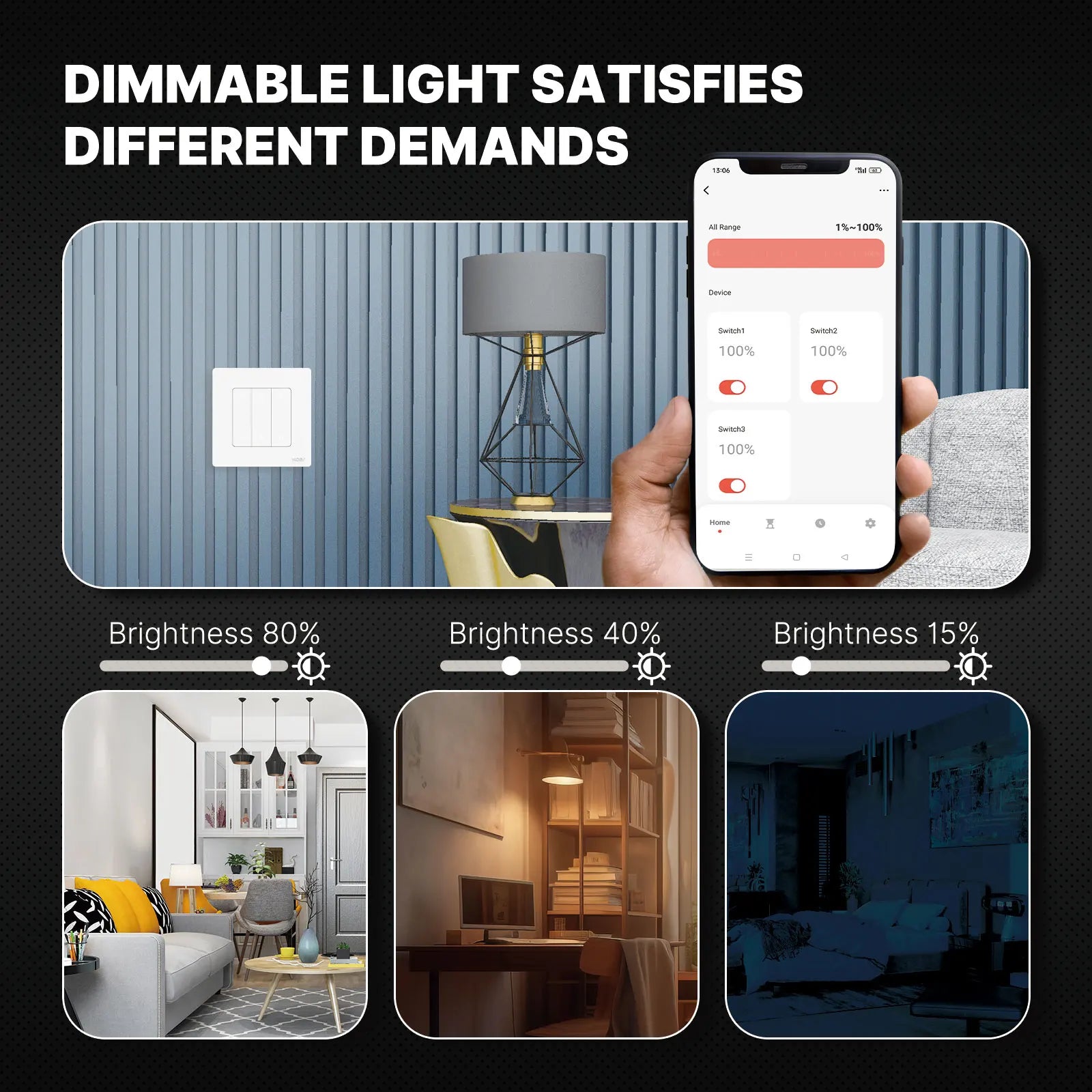 MOES Star Ring Series ZigBee Smart Dimmer Switch for Light Dimming Smart Life APP Work with Alexa Google Home Dimmable 1-3Gang - You Offer