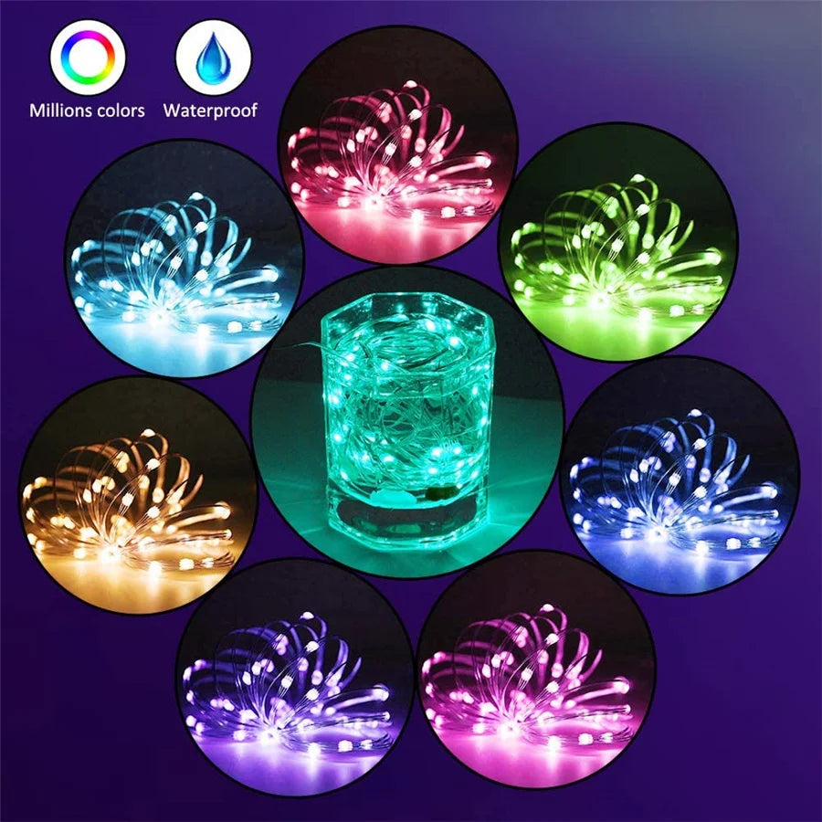 20M 200LEDs Smart App Control Christmas Tree String Light Outdoor USB Remote BT RGB Fairy Lights Garland for Wedding Party Decor