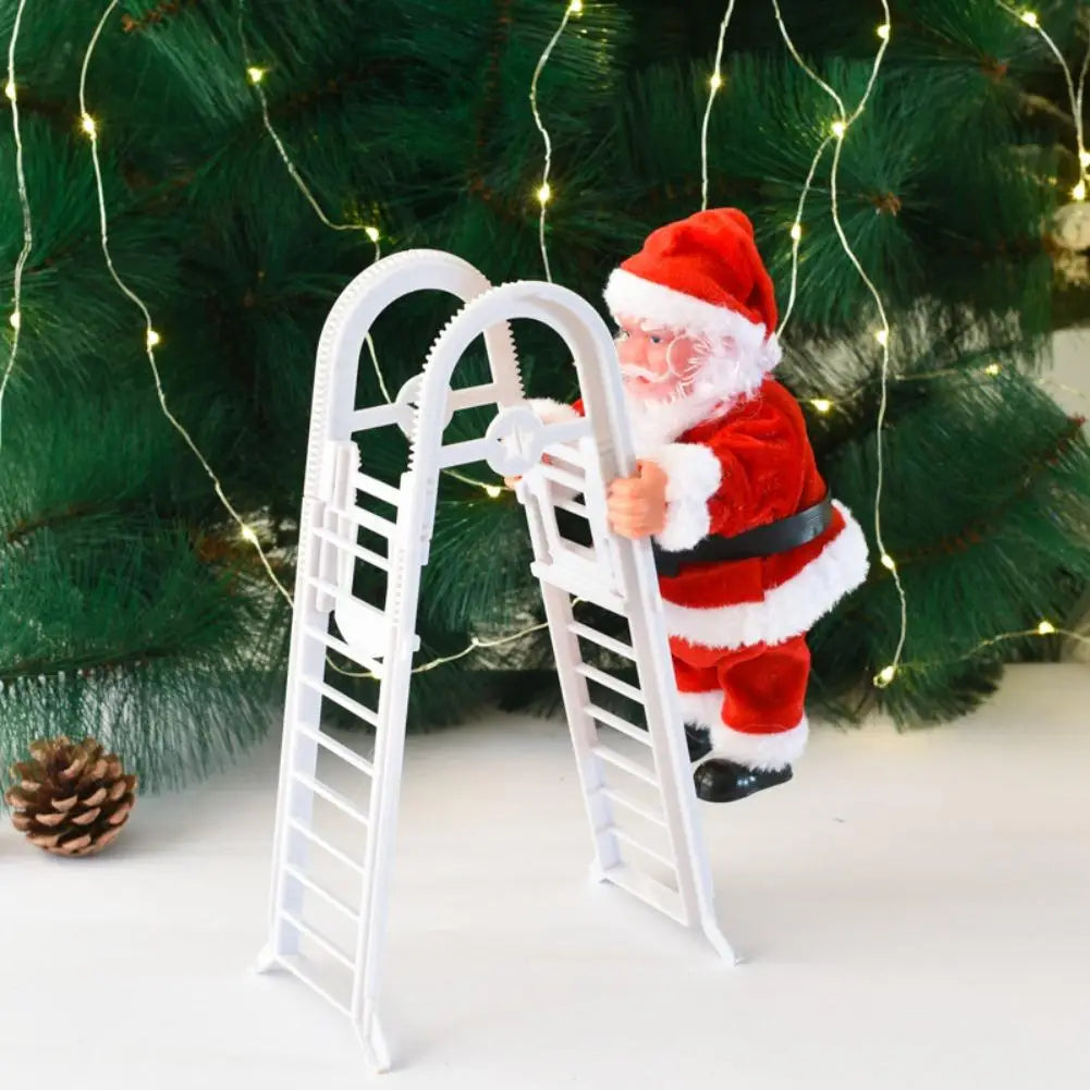 2025 Santa Claus Doll Climbing Ladder with Music Doll, Christmas Tree Ornaments Decorations For Home Navidad New Year Kids Gift