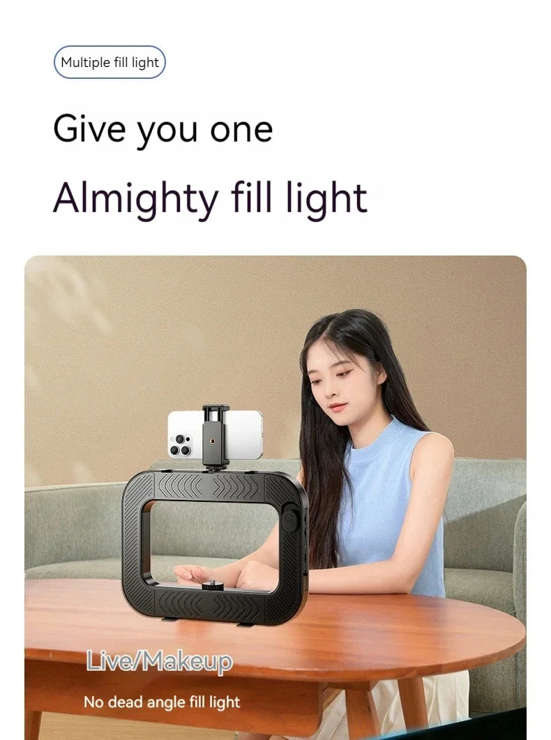 Smartphone Video Rig with Light Cell for Filmmaking Live YouTube Tiktok Video Recording Handheld Stabilizer Ring Light