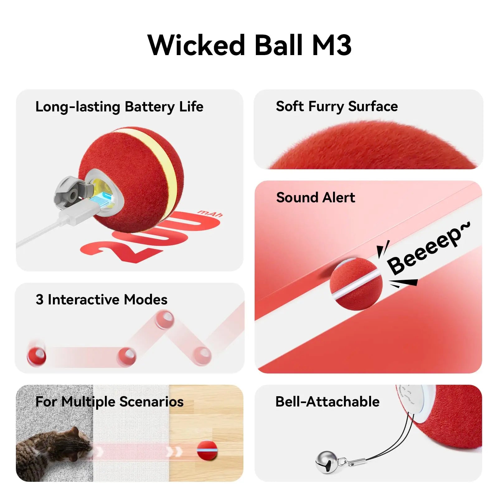 ZMaker 2024 Hot sale Interactive Cat Ball Toy Automatic Moving Ball Toy for Indoor Smart Cat Rolling Ball