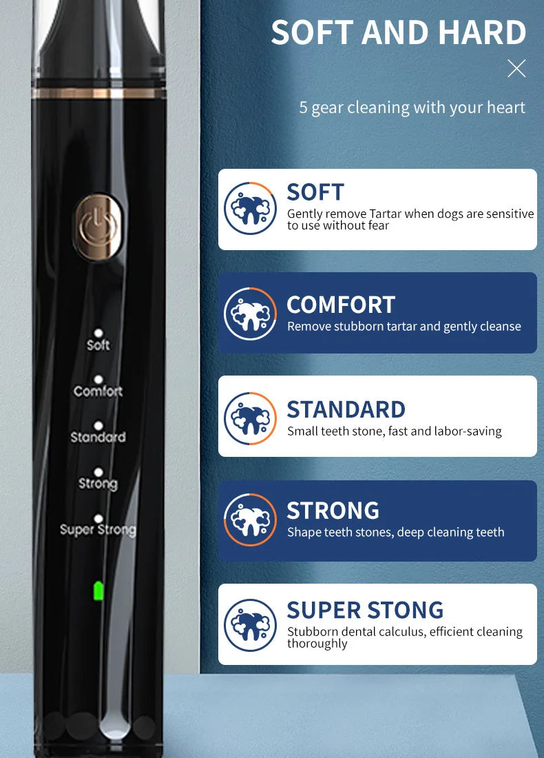 Ultrasonic Portable Electric Dog Toothbrush Professional Plaque Calculus Removal Teeth Whitening for Pet Dental Care