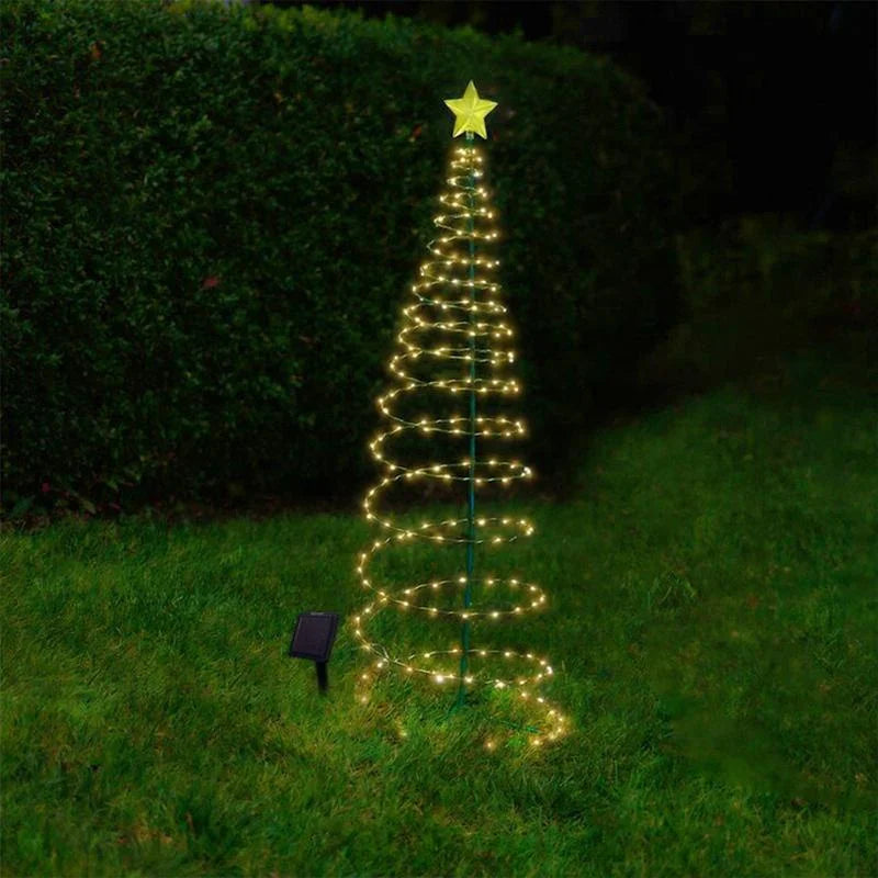 Solar Outdoor Garden Christmas Tree Light DIY Wrought Iron Waterproof Festive Atmosphere Light for Patio Lawn