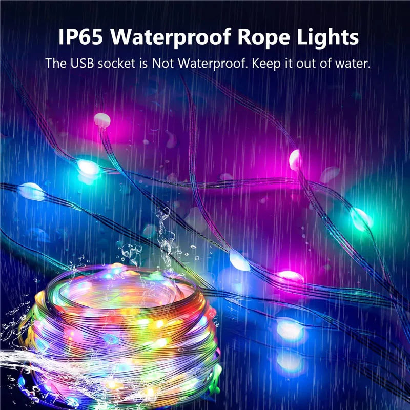 Smart LED Fairy Lights RGB Wire String Lights App Remote Control USB Powered Music Sync for Weddings Outdoor Parties Home Decor