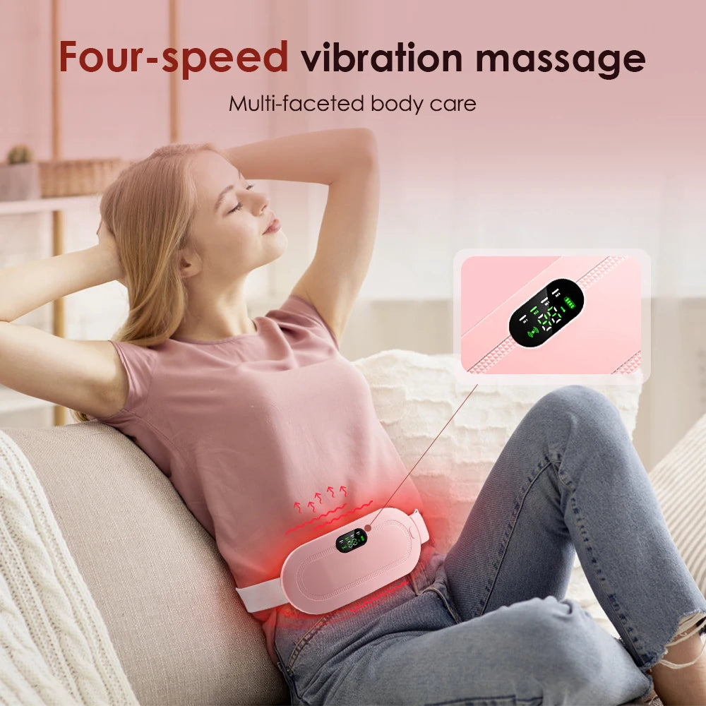 Electric Period Cramp Massager Vibrating Heating Belt for Menstrual Waist Stomach Abdominal Warm Palace Belt - You Offer