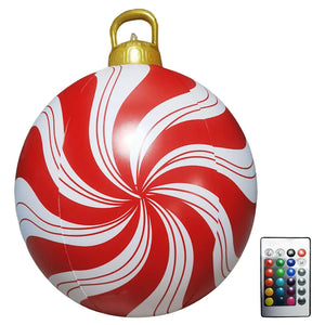 60cm Giant Inflatable Christmas Ball with Lights Remote Control Giant Luminous Inflatable Christmas Ball Outdoor Christmas Decor