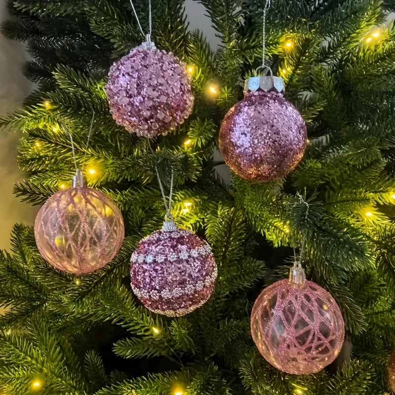 16pcs/set New Style Christmas Ball Set Glitter Deco Ball with Round Shapes for Christmas Tree Hanging Ornaments Plastic Material