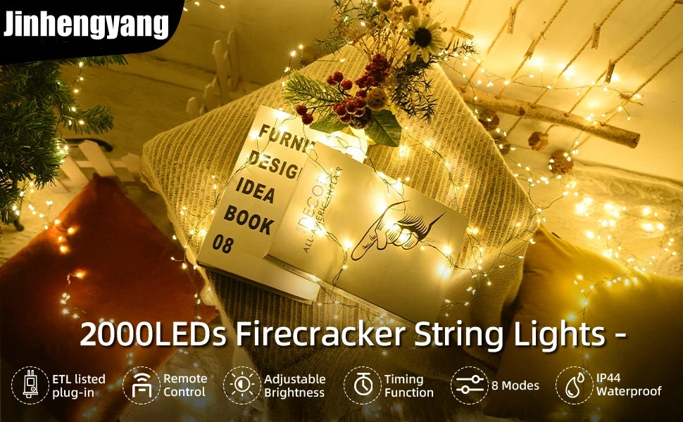 LED Firecracker String Lights Remote Control Halloween Garland EU/US DC Power Fairy Light for Wedding Party Christmas Decoration