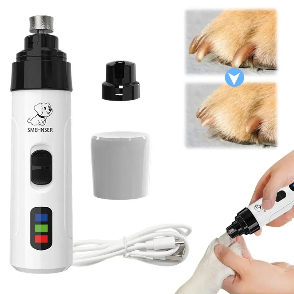 New LED Pet Nail Clippers USB Rechargeable Silent Grinder For Small Large Dogs Cats Paws Trimming Grooming Accessories
