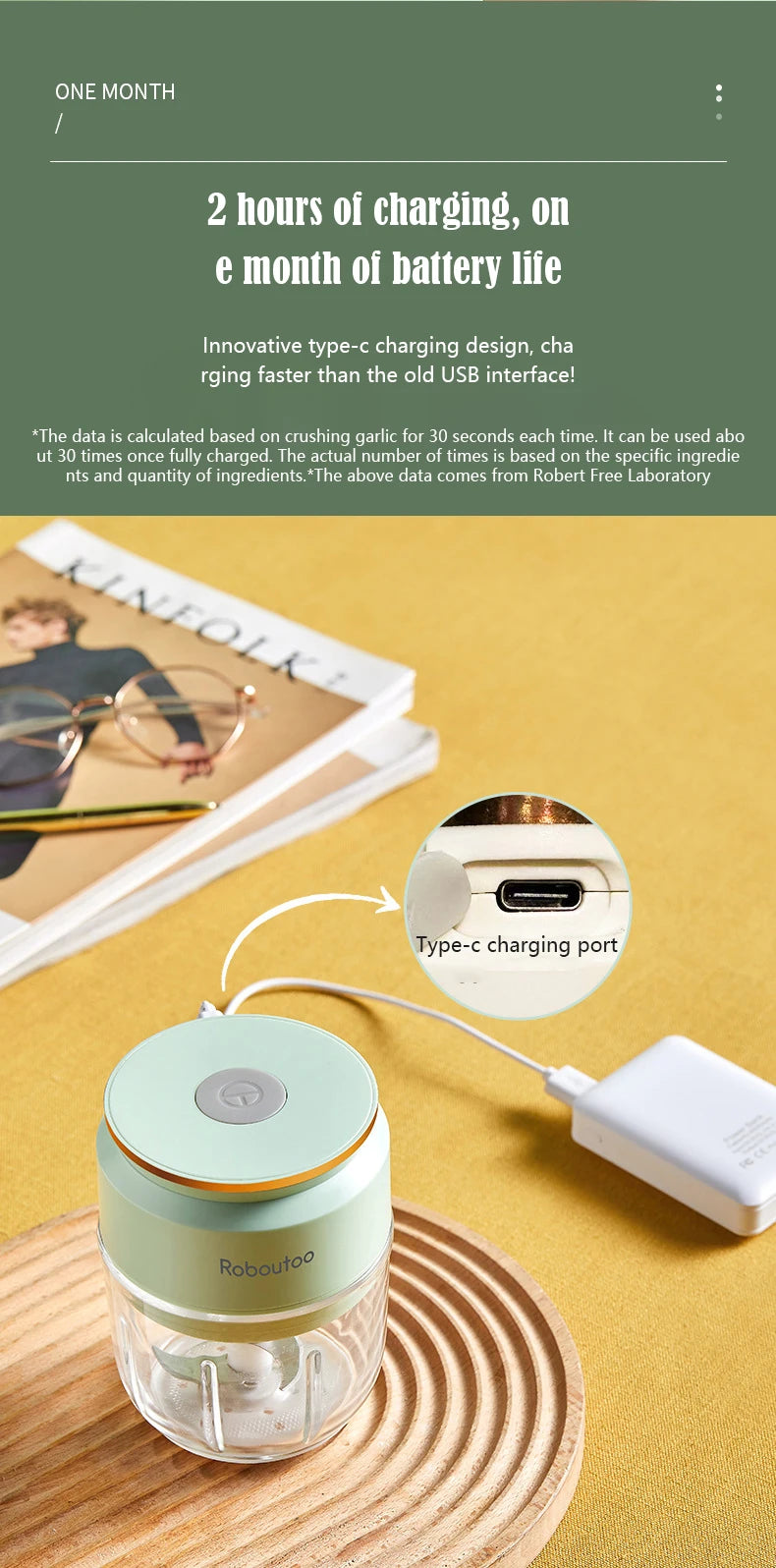 Mi Glass Electric Garlic Crusher Portable Fresh Meat Chopper USB Charging Ginger Chili Vegetable Masher Machine Kitchen Tool