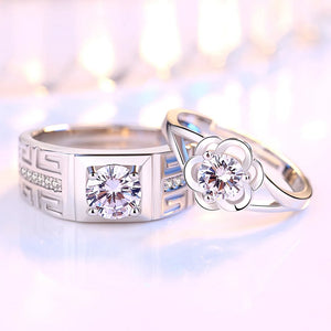 2Pcs 925 Sterling Silver Couples Ring Sets Light Polishing Simple Ring for Woman Man Classic Wedding Fine Jewelry Circle - You Offer