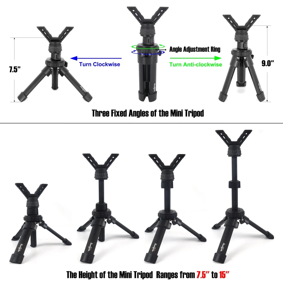Professional Mini Camera Stick Shooting Hunting Telescope Tripod Outdoor Aluminum V Yoke Head with Height Adjustment for Outdoor