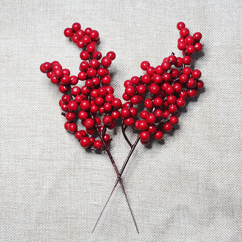 Berry Artificial Flower Fruit Red Berry Simulation Cherry Stamen Berries for Home Christmas Decoration DIY Gift Wreath Wholesale