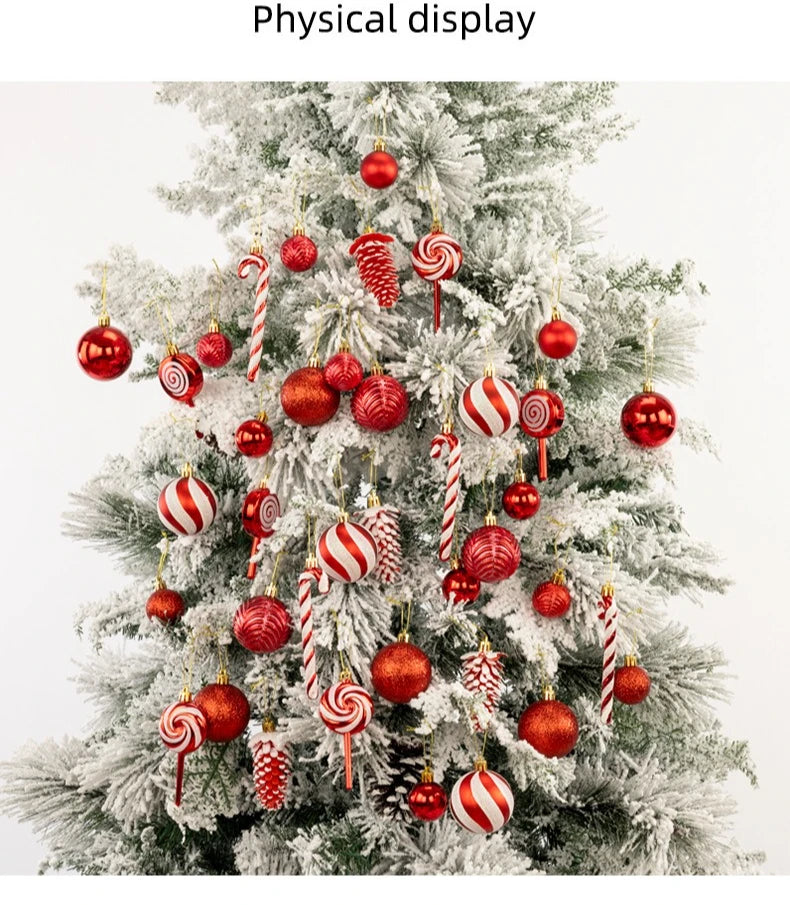 29/40/50pcs Silver Red Special-shaped Christmas Ball Ornaments Christmas Tree Party Decoration Christmas Spheres Pendant New