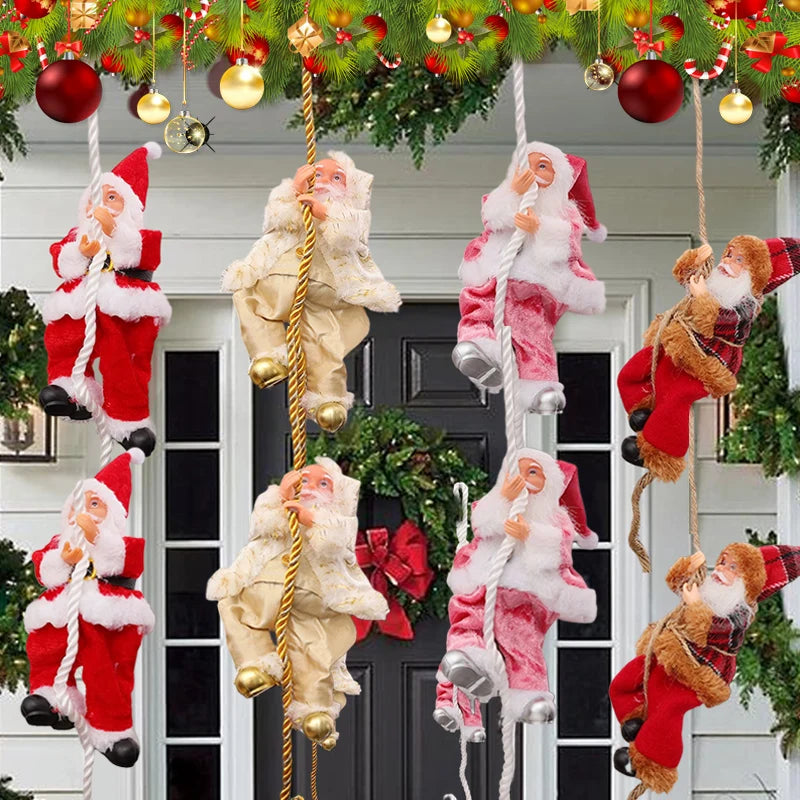 Christmas Santa Doll Funny Climbing Rope Christmas Pendant for Tree Wall Window Xmas Decor Holiday Ornament 2025 New Year Gifts