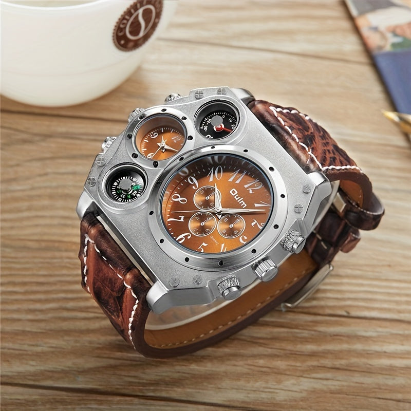 Men's Quartz Watch, Multi Dial With Compass, Casual Watch For Men, Ideal choice for Gifts
