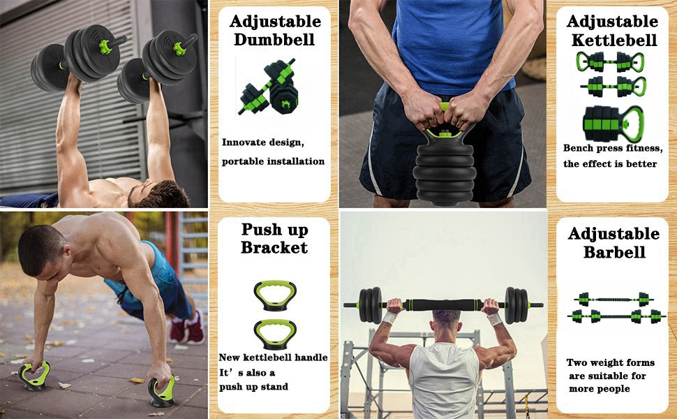 66lbs/88lbs Weight 4 in 1 Adjustable Kettlebell Set Dumbbell Set Used as Kettlebells Barbell Push up Stand for GYM Home - You Offer