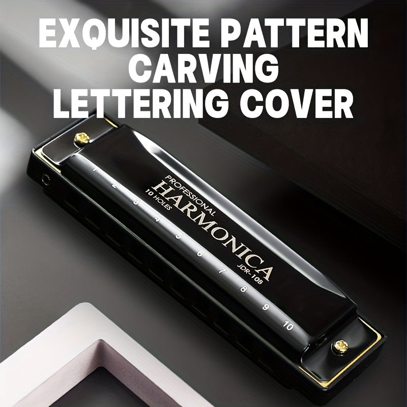 Professional Blues Harmonica 10 Holes C Key Blues Harp With Hard Case Perfect For Beginners Students Adults Professionals As Gifts Eid Al-Adha Mubarak