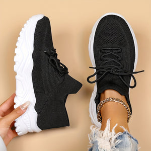 Chic Womens Breathable Knit Sneakers - Slip-On Design, Lightweight Comfort, Ideal for Casual Wear & Running