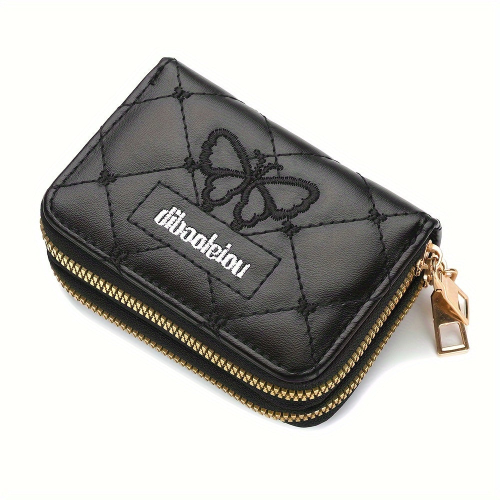 Double Zipper Wallet, Women's Short Credit Card Holder, Multifunctional Large Capacity Coin Purse