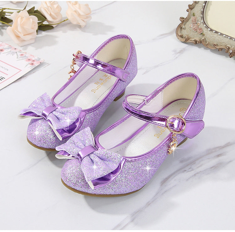 Girls' Elegant Low Heel Pumps - Bow Decorated Princess Party Shoes for Spring and Summer with Comfortable Insoles and Durable Outsoles