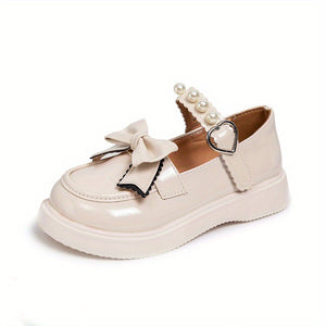 Girls Princess Dress Shoes - Classic Mary Jane Design, Square Toe, Ultra Soft Sole, Anti Slip, Adjustable Ankle Strap - Exquisite Faux Pearl Chain Decor, Perfect for Special Occasions