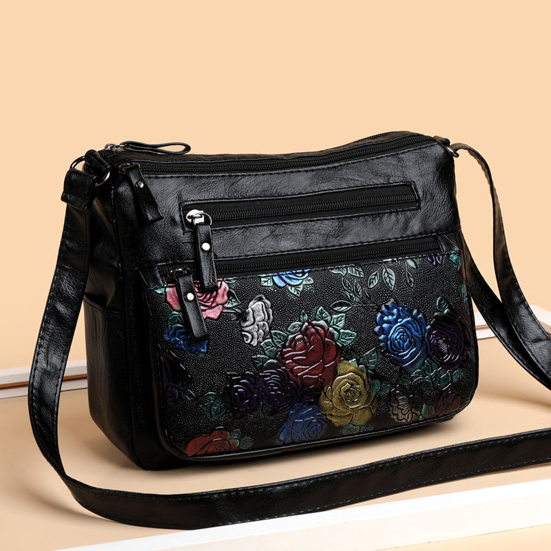 Fashionable Floral Print Crossbody Bag - Adjustable Strap, Zipper Closure, Foldable, Polyester Lining, Messenger Bag for Women - Casual, Stylish, and Practical