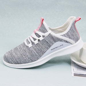Women's Casual Slip-on Sneakers, Lightweight Lace Up Running Shoes, Knitted Low Top Sneakers