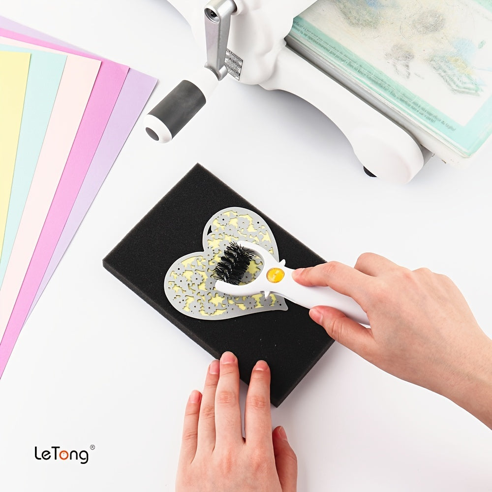 Letong 3-in-1 Die Brush Piercer Scraper Weeding Tools Easily Removing Excess Paper From Dies Must-Have Die Brush Tool With Foam Pad