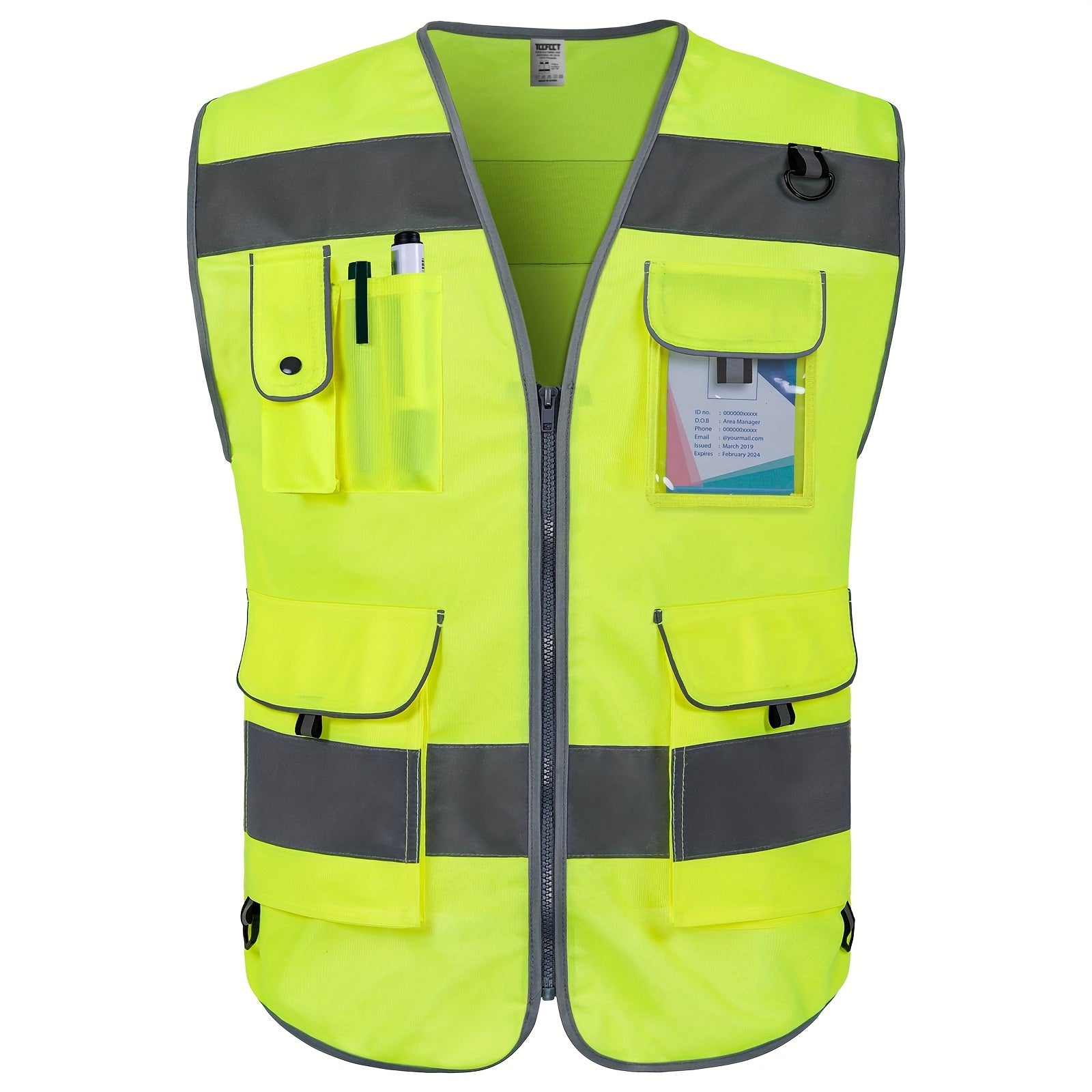 TCCFCCT Bison Series ANSI/ISEA 107-2020 Compliant Safety Vest for Men & Women - Reflective Vest with 9 Pockets, Premium 120g Polyester, Reinforced Stitching, Adjustable Straps & Storage Pockets for Construction, Surveyors, Dr