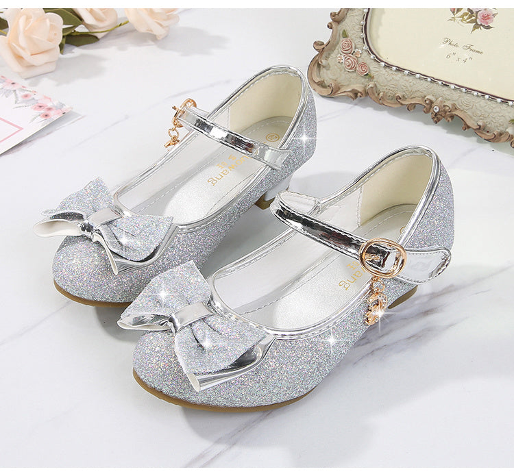 Girls' Elegant Low Heel Pumps - Bow Decorated Princess Party Shoes for Spring and Summer with Comfortable Insoles and Durable Outsoles