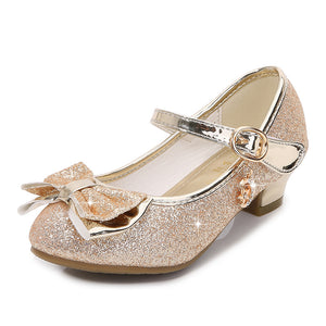 Girls' Elegant Low Heel Pumps - Bow Decorated Princess Party Shoes for Spring and Summer with Comfortable Insoles and Durable Outsoles