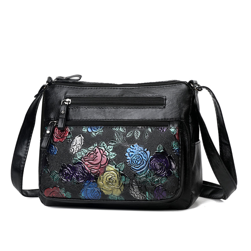 Fashionable Floral Print Crossbody Bag - Adjustable Strap, Zipper Closure, Foldable, Polyester Lining, Messenger Bag for Women - Casual, Stylish, and Practical