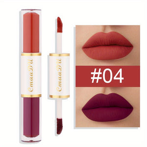 Double Ended Lip Gloss, Matte Velvet Satin Texture, Vivid Color Rendering Lip Glaze Long Lasting Waterproof Liquid Lipsticks ( 8 Colors ) Valentine's Day Gifts