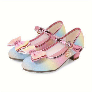 Girls' Elegant Low Heel Pumps - Bow Decorated Princess Party Shoes for Spring and Summer with Comfortable Insoles and Durable Outsoles