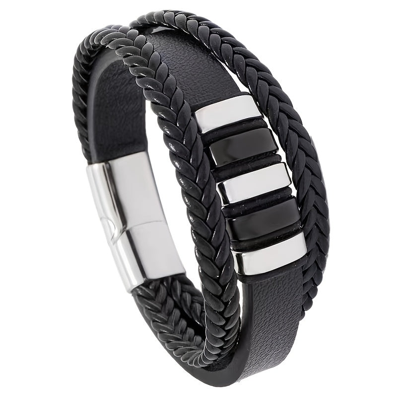 New Fashion Trendy Men's Simple Braided Multi-Layer Bracelet Jewelry, Bracelet For Men High Quality