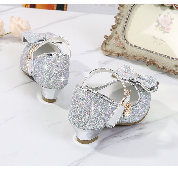 Girls' Elegant Low Heel Pumps - Bow Decorated Princess Party Shoes for Spring and Summer with Comfortable Insoles and Durable Outsoles