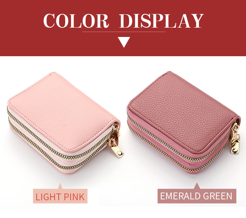 Double Zipper Wallet, Women's Short Credit Card Holder, Multifunctional Large Capacity Coin Purse