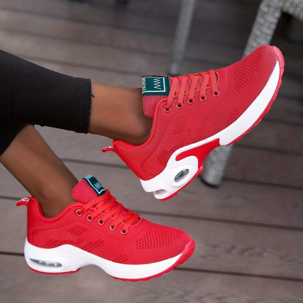 Lightweight Mesh Lace Up Women's Fashion Sneakers, Air Cushion Running Sports Shoes