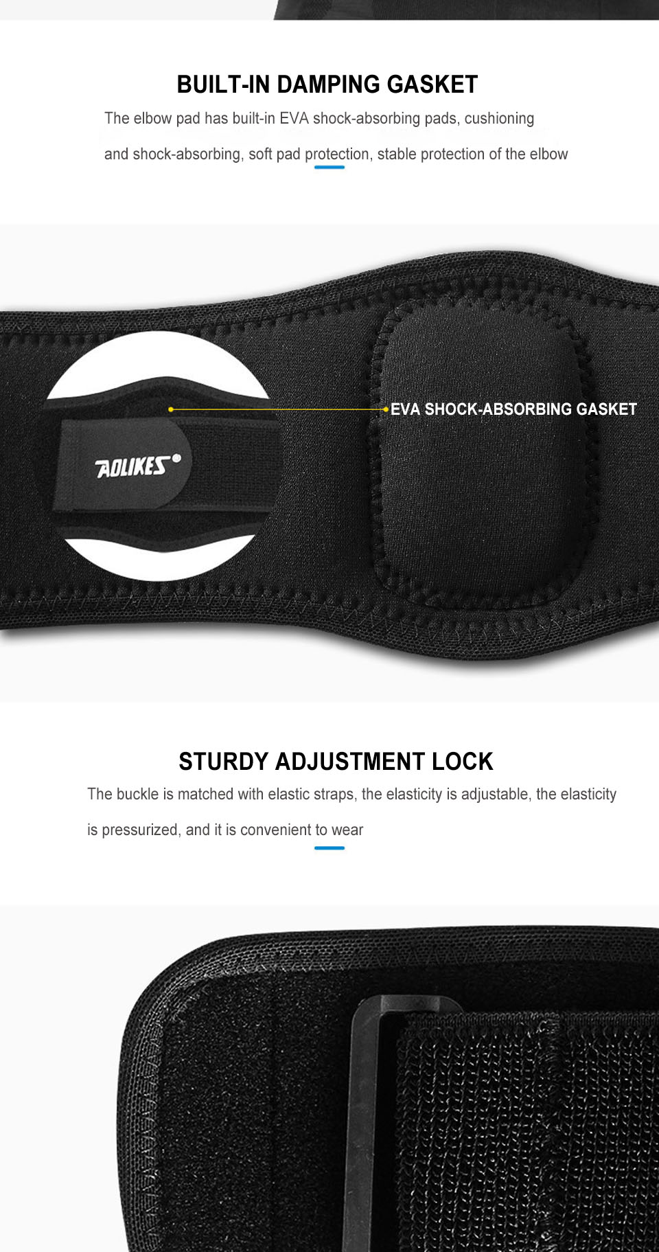 1pc Aolikes Elbow Brace for Men and Women - Tennis Elbow Support Wrap with Adjustable Compression