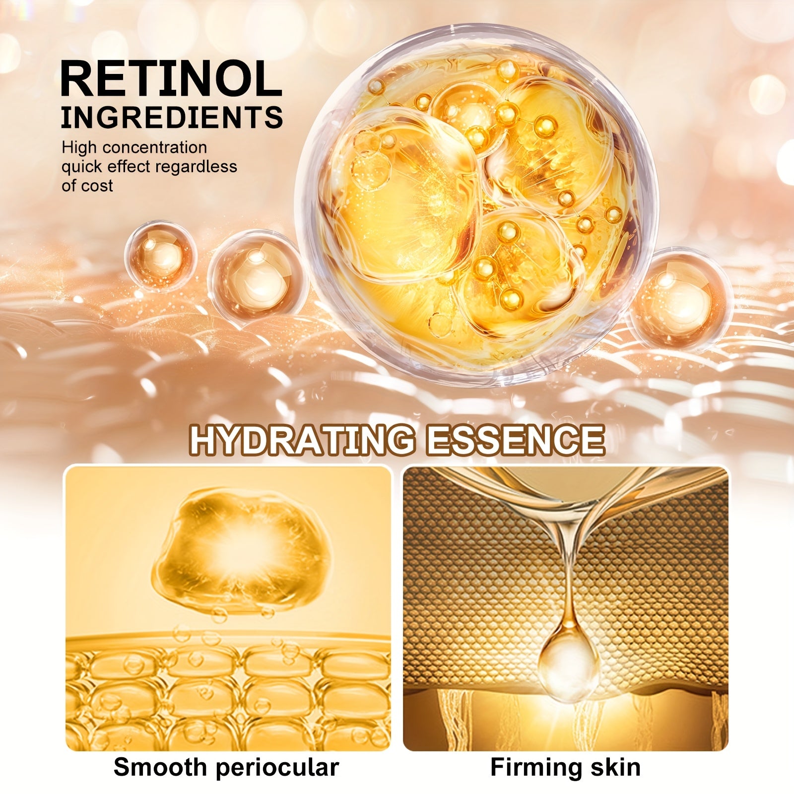 Retinol Firming Eye Cream - Contains Hyaluronic Acid, Plant-based Squalane Ingredients, Hydrating, Moisturizing Eye Light Beige, Firming Eye Light Beige, Moisturizing Eye Cream