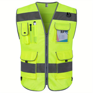 TCCFCCT Bison Series ANSI/ISEA 107-2020 Compliant Safety Vest for Men & Women - Reflective Vest with 9 Pockets, Premium 120g Polyester, Reinforced Stitching, Adjustable Straps & Storage Pockets for Construction, Surveyors, Dr
