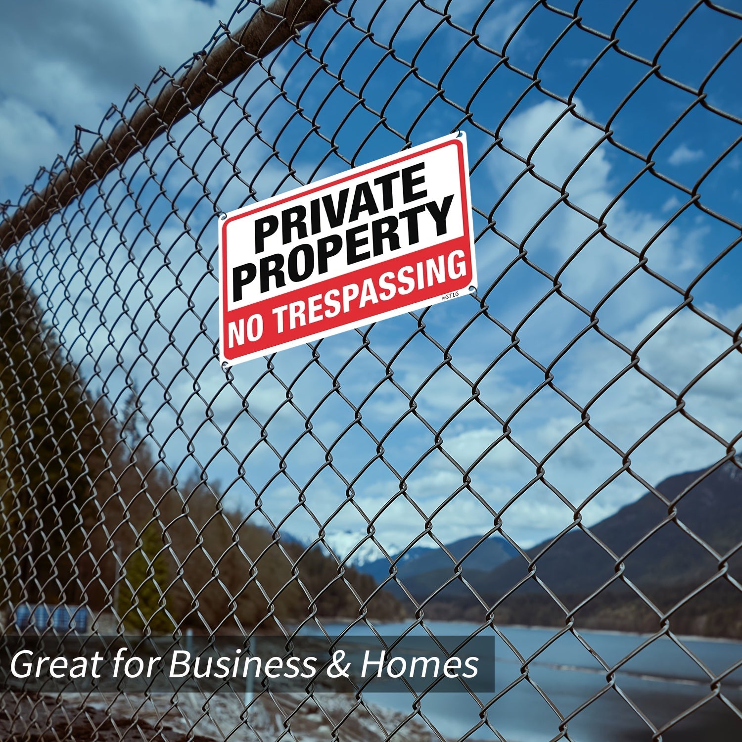 4pcs Private Property No Trespassing Sign Metal Signs 10"x7" Rust Free Aluminum, Indoor & Outdoor Use