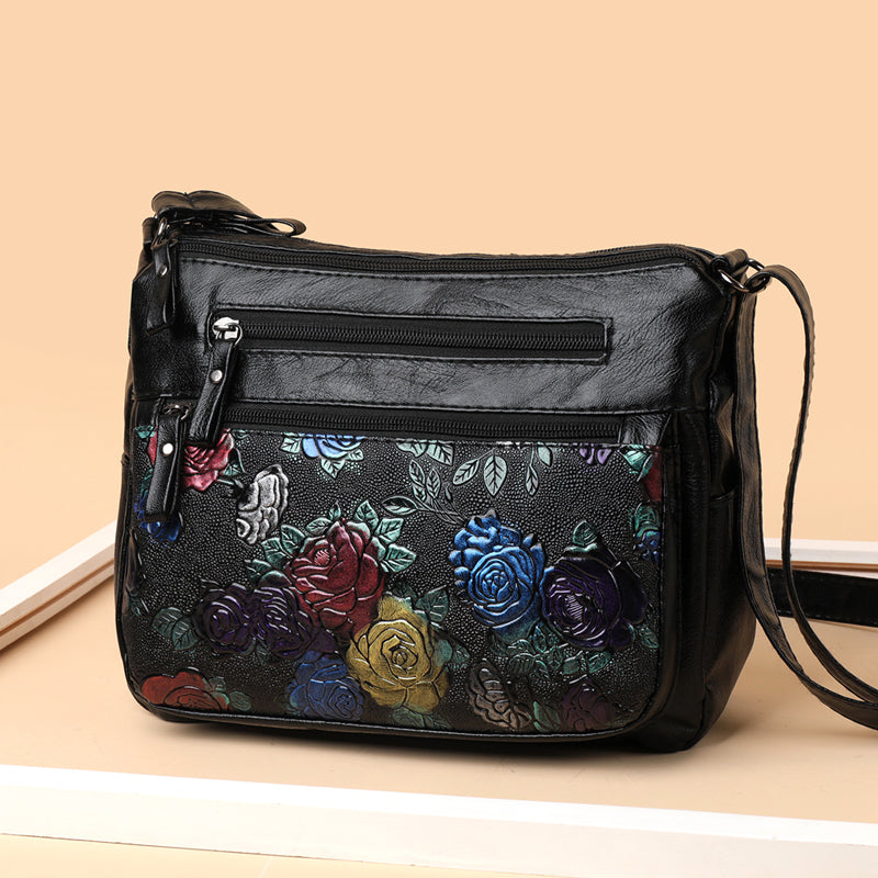 Fashionable Floral Print Crossbody Bag - Adjustable Strap, Zipper Closure, Foldable, Polyester Lining, Messenger Bag for Women - Casual, Stylish, and Practical