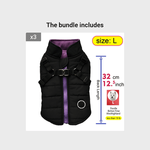 Warm Padded Dog Vest with Harness for Small and Medium Dogs - Red Coat for Extra Comfort and Security Christmas Gift