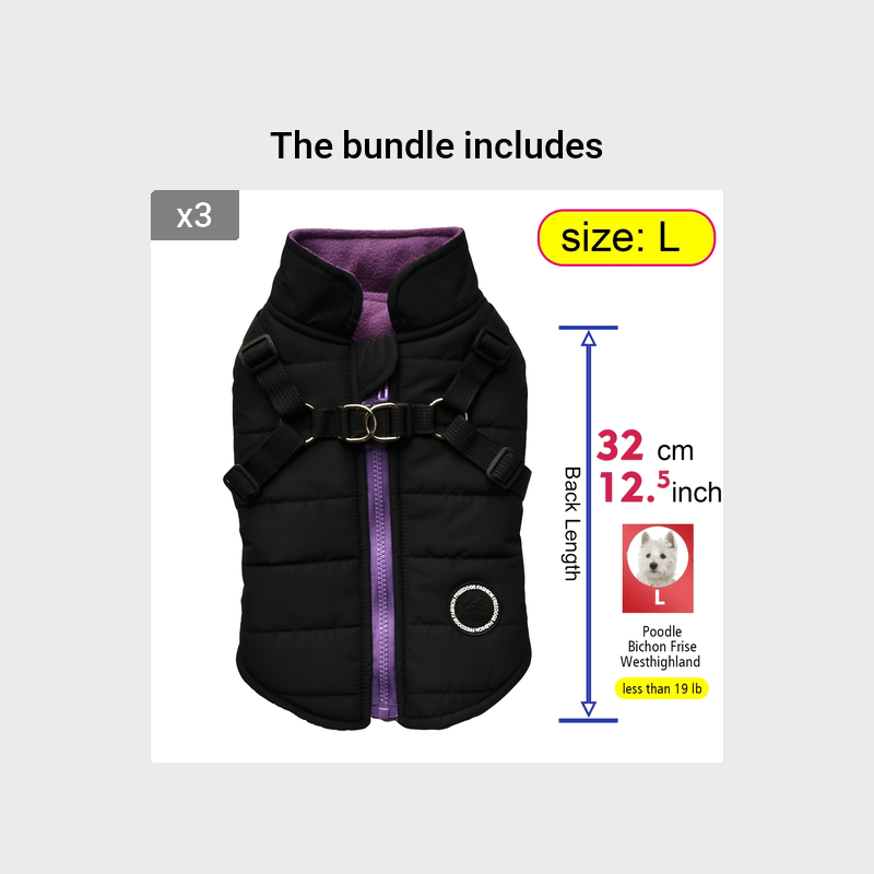 Warm Padded Dog Vest with Harness for Small and Medium Dogs - Red Coat for Extra Comfort and Security Christmas Gift